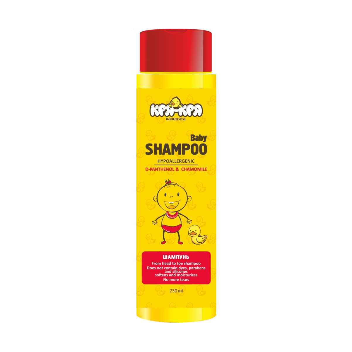 Дитячий шампунь для волосся Кря-Кря Baby Shampoo з ромашкою та пaнтeнoлoм, 230 мл