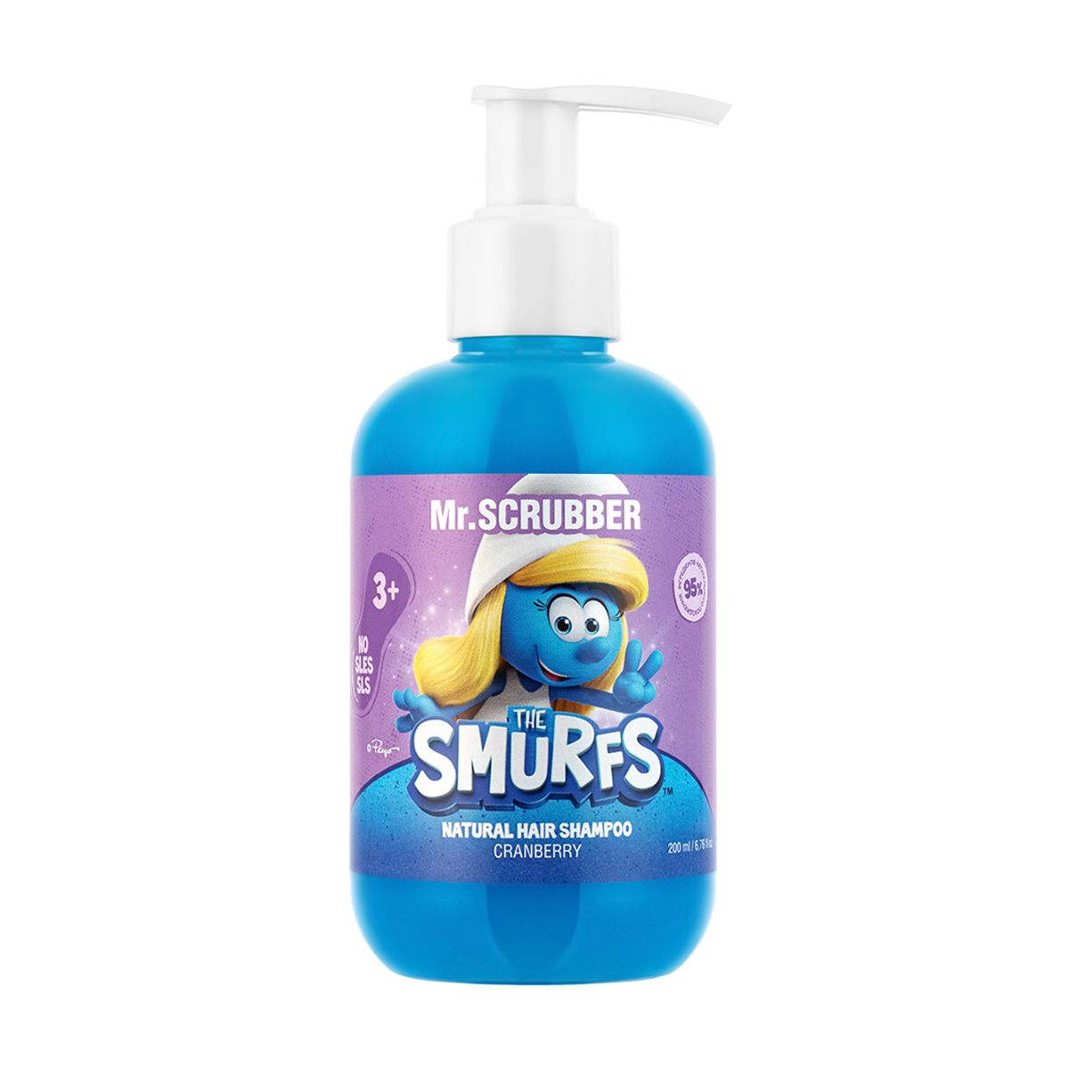 Натуральний дитячий шампунь для волосся Mr.Scrubber The Smurfs Natural Hair Shampoo з ароматом журавлини, 200 мл